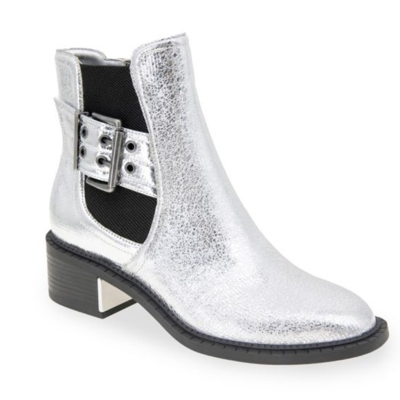BCBGeneration Bovee Metallic Ankle Booties Size 8.5 In Silver Metallic - Picture 1 of 13